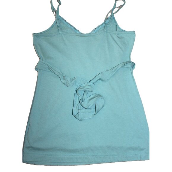 ESPRIT Fit & Flare 100% Cotton Spaghetti-Strap Back-Tie Summer Top, Turquoise, L - Picture 3 of 6